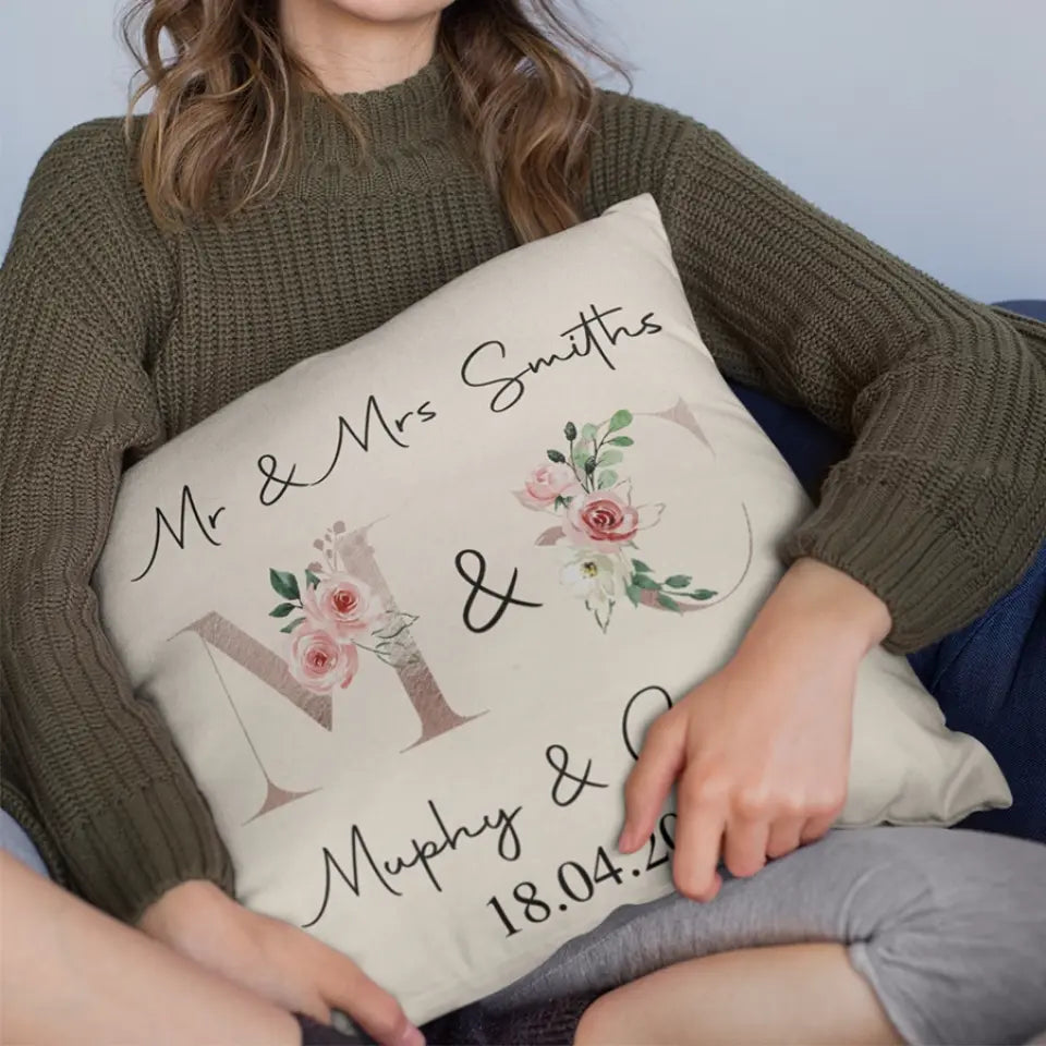 Mr And Mrs Personalised Square Pillow Couple Gifts