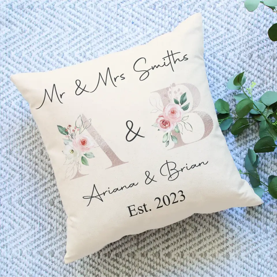 Mr And Mrs Personalised Square Pillow Couple Gifts