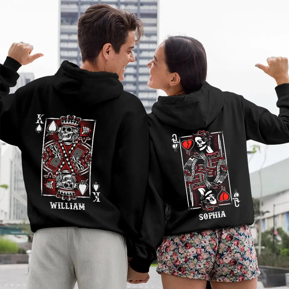 King Queen Skull Couple Customized Hoodies