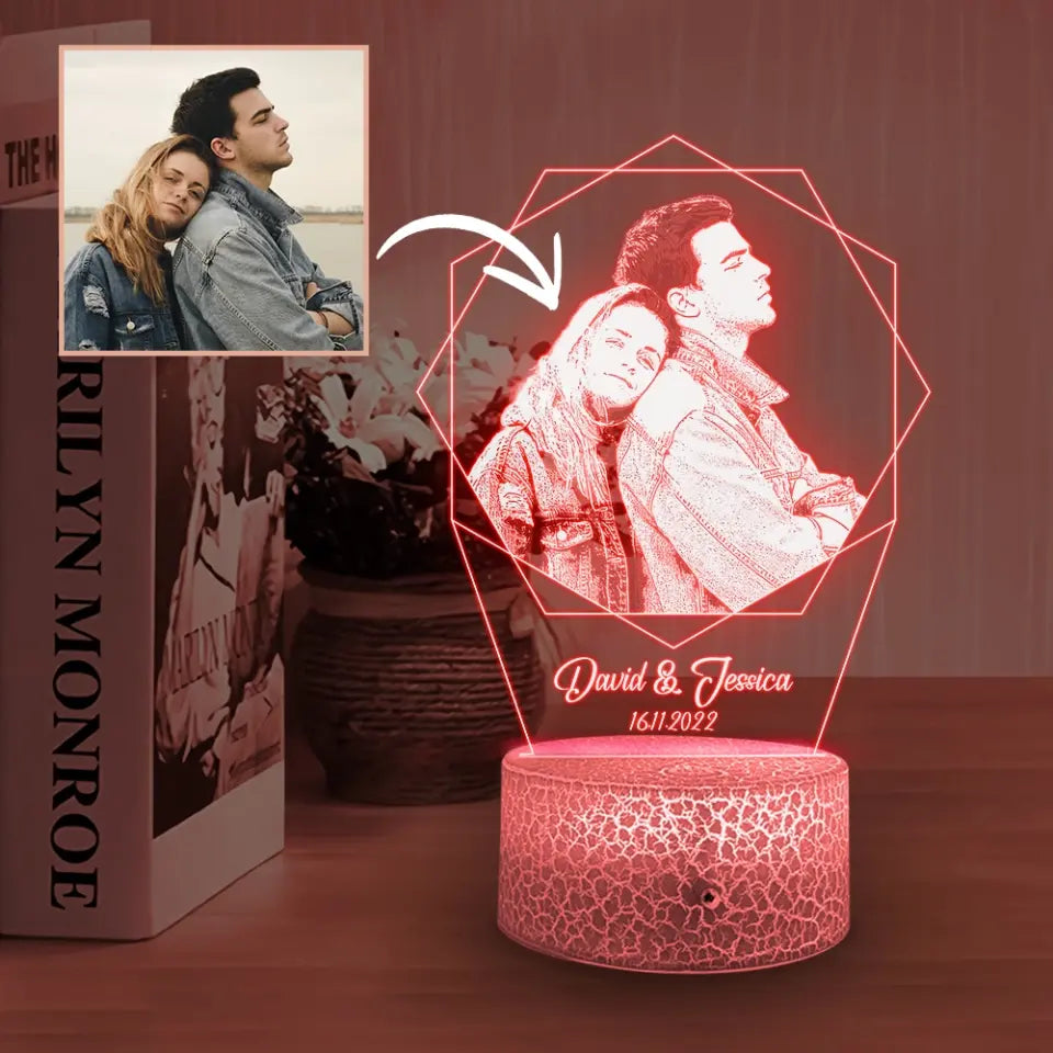 Custom Night Light with Picture - Personalized Picture Gifts - Remove Background - Anniversary, Wedding, Christmas Gift for Couples, Family