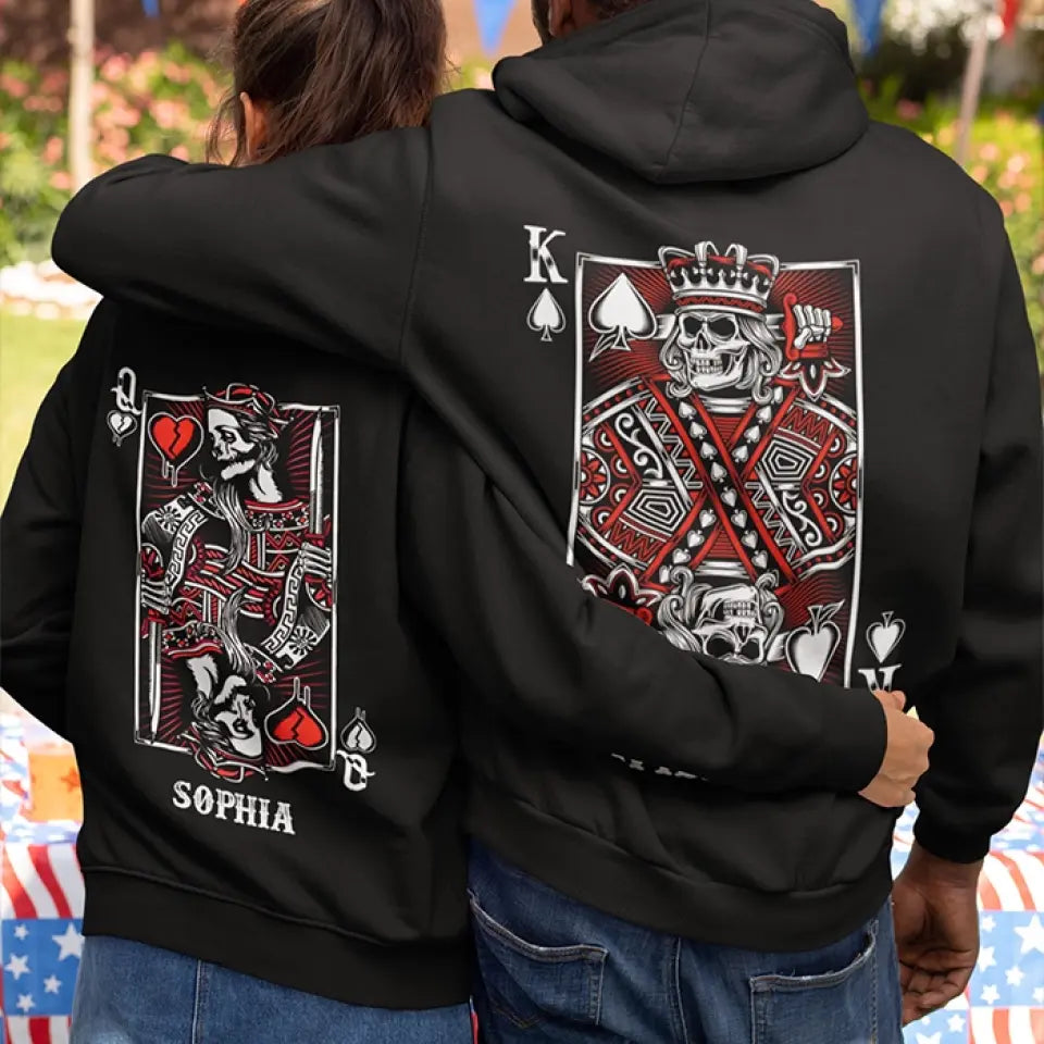 King Queen Skull Couple Customized Hoodies