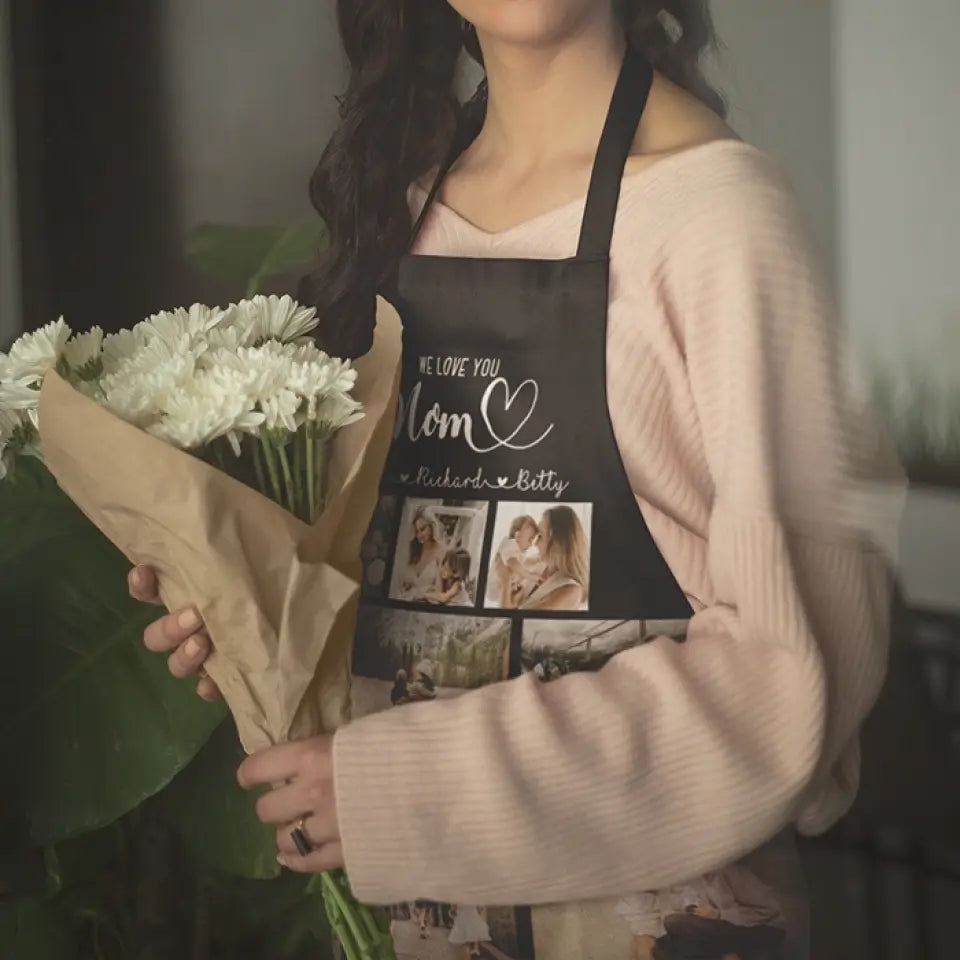 We Love You Mom Multiple Backgrounds Personalized Cooking Kitchen Apron