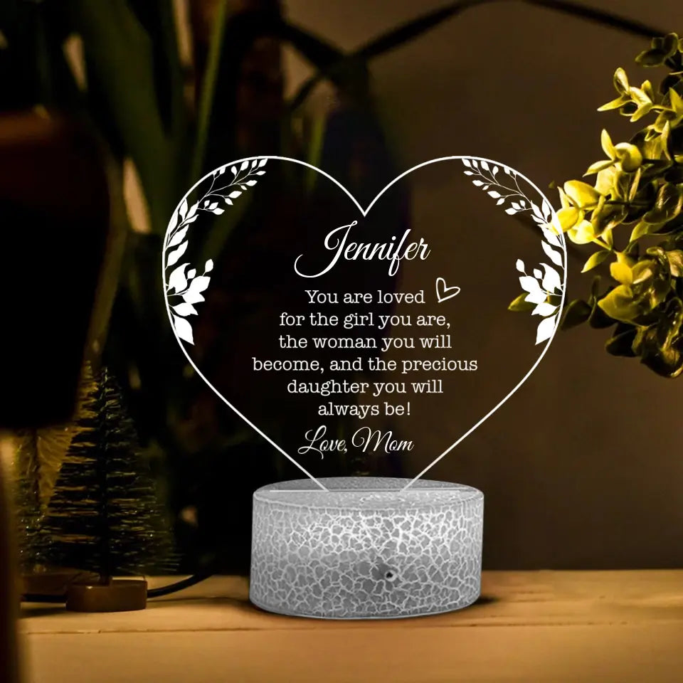 Daughter You're Loved for The Girl You Are Custom 3D Light Birthday Gift For Daughter