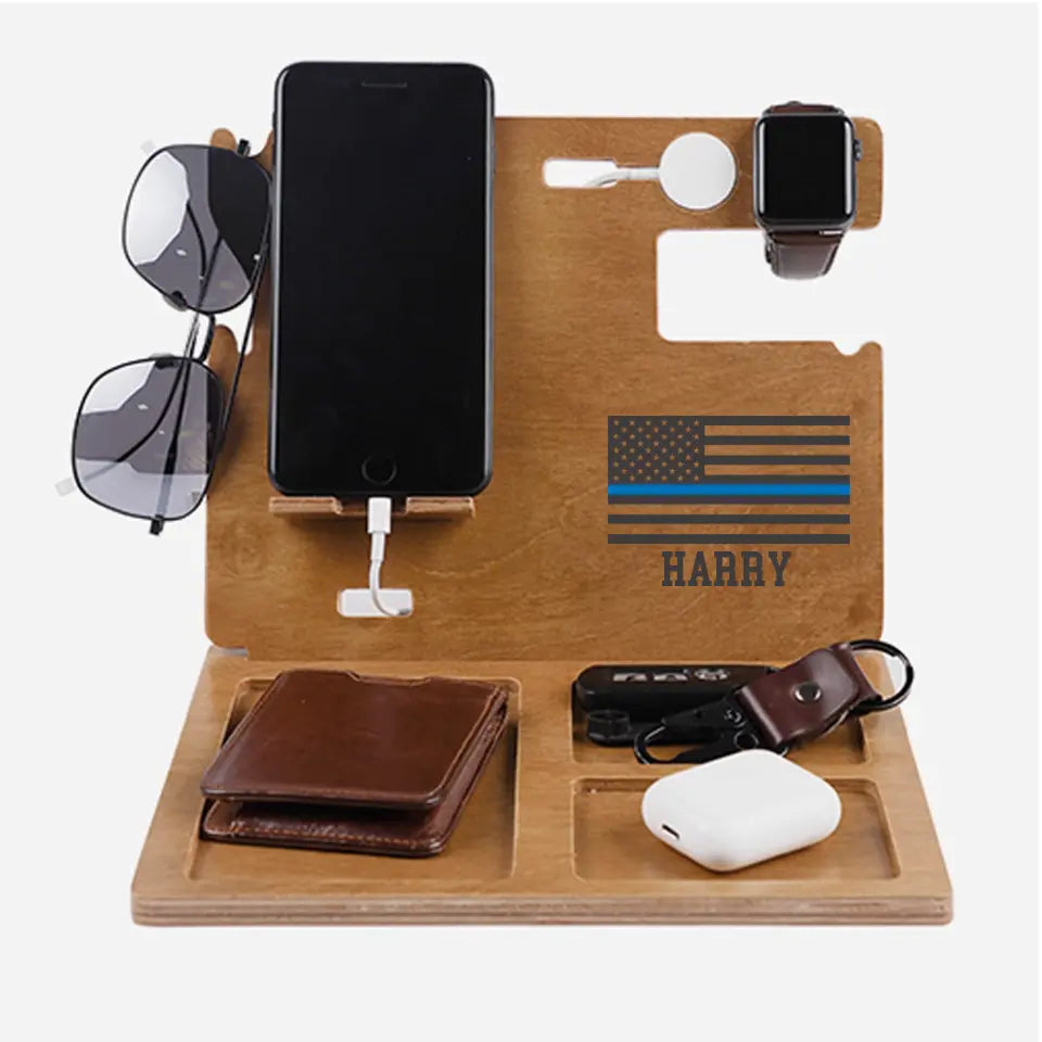 Firefighter/Police Flag Personalized Dock Station