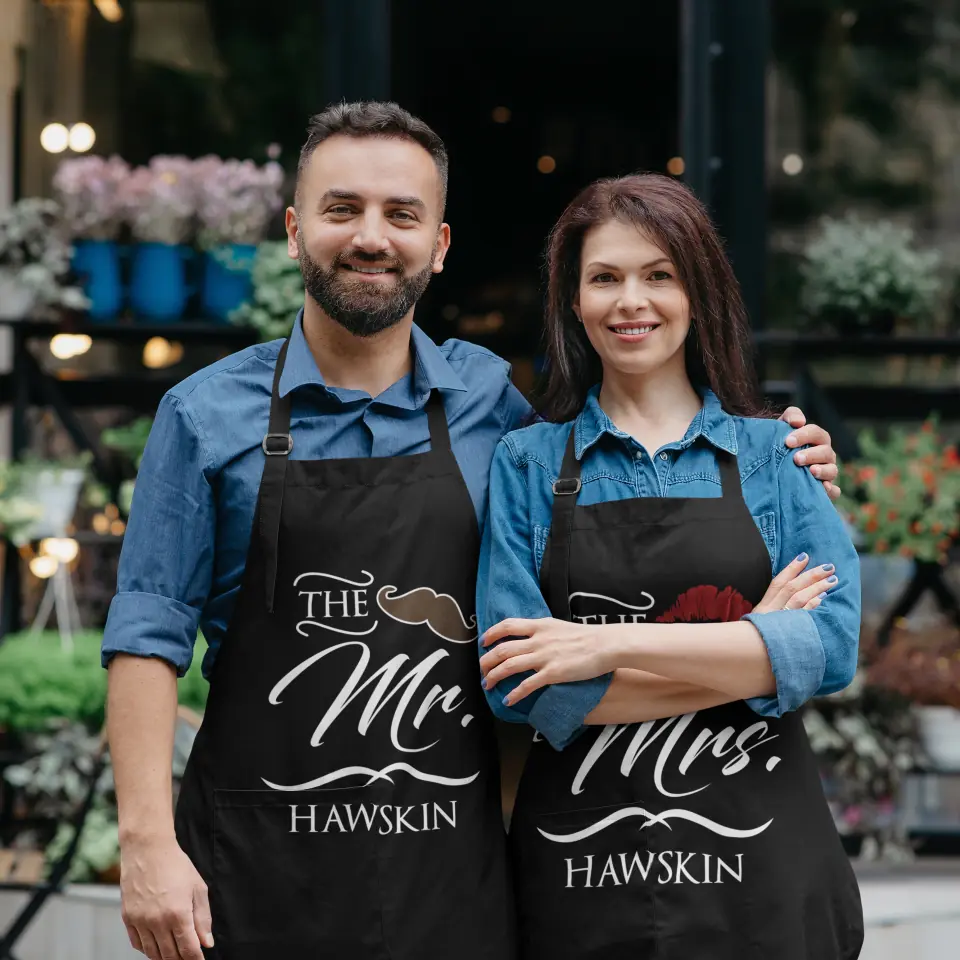Mr and Mrs Personalized Apron For Couple