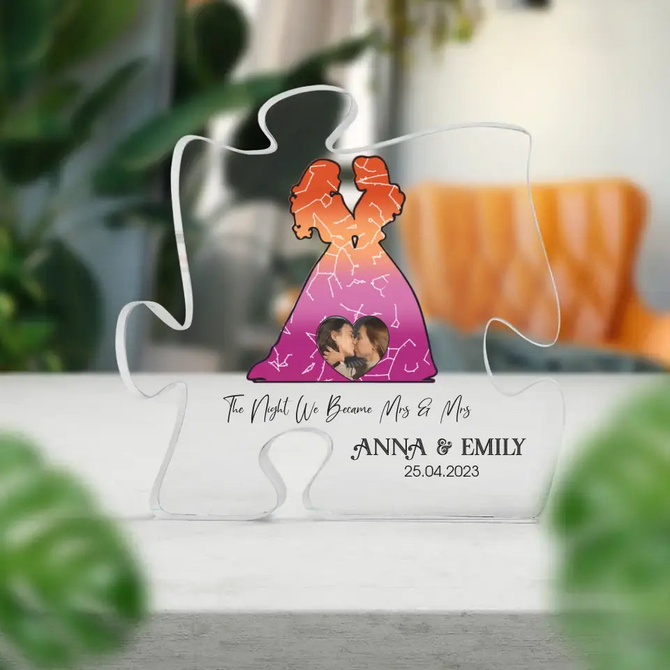 The Night We Become Mr & Mr/Mrs & Mrs - Personalized Acrylic Plaque - Star Map - Gift for LGBT Couple