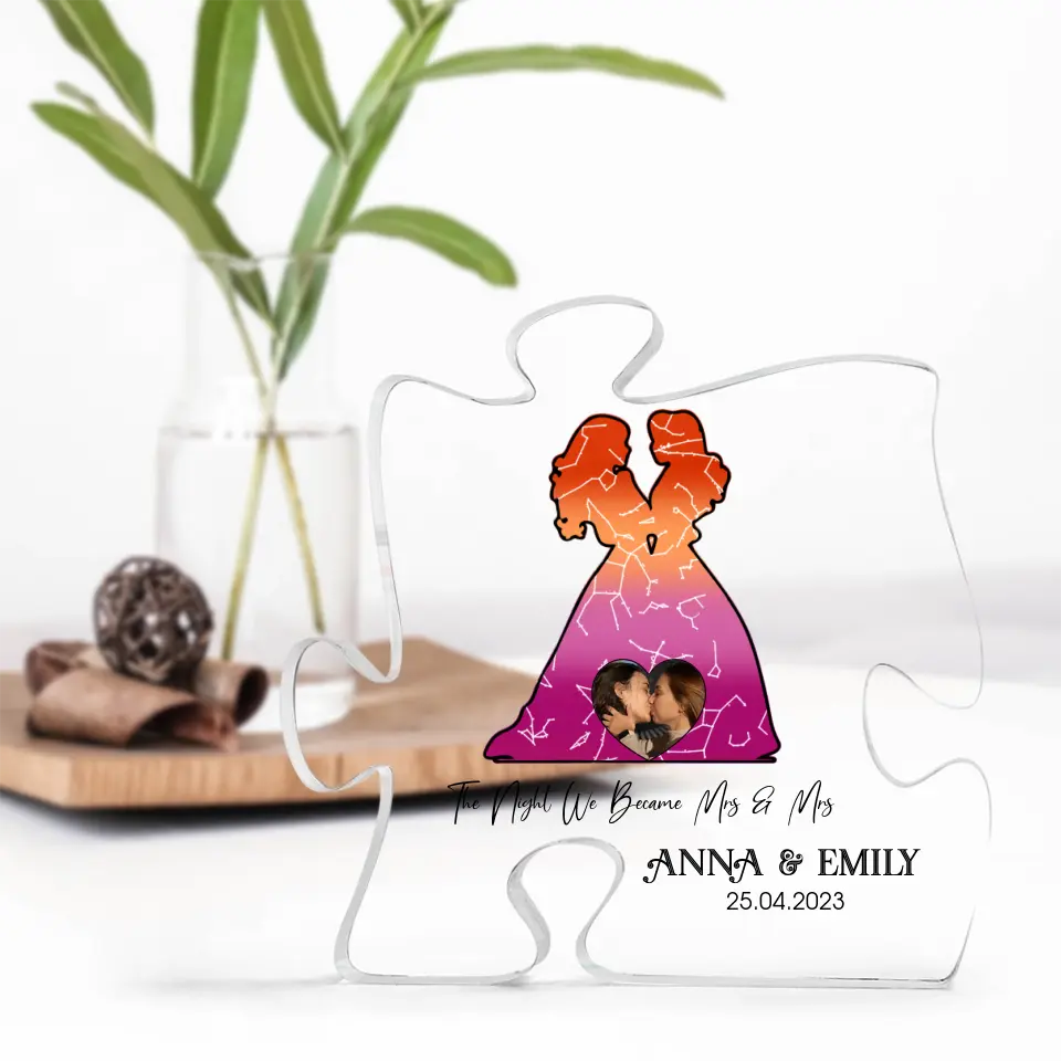 The Night We Become Mr & Mr/Mrs & Mrs - Personalized Acrylic Plaque - Star Map - Gift for LGBT Couple