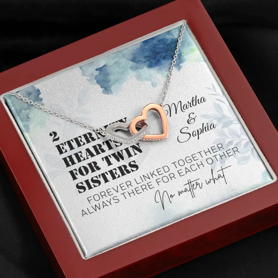 2 Enternity Hearts For Twin Sisters - Personalized Interlocking Heart Necklace - Gift For Twin Sisters