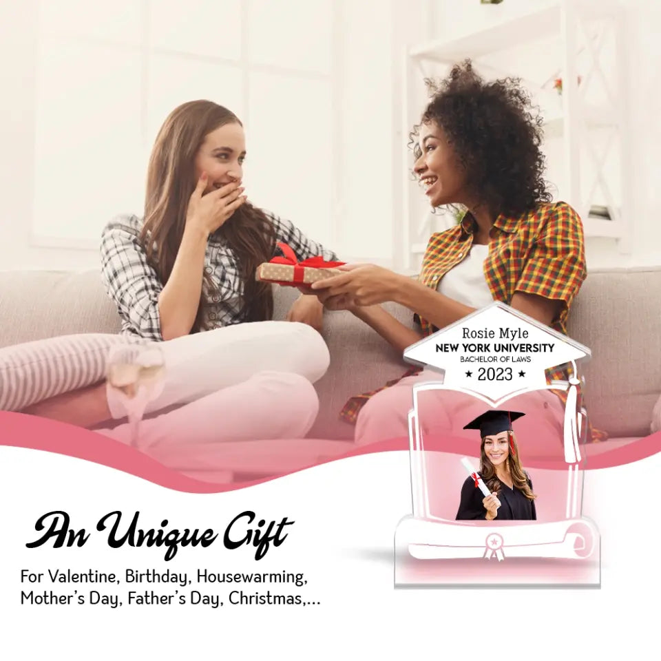Custom Name & Photo - Bachelor of Laws - Personalized Shape Acrylic Plaque - Gift for Daughter Son on Graduation