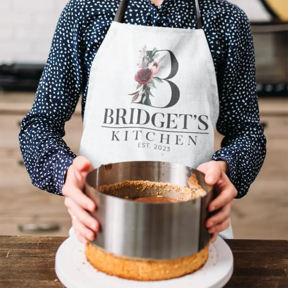 Name And Flower Design Personalized Apron Gift for Chef