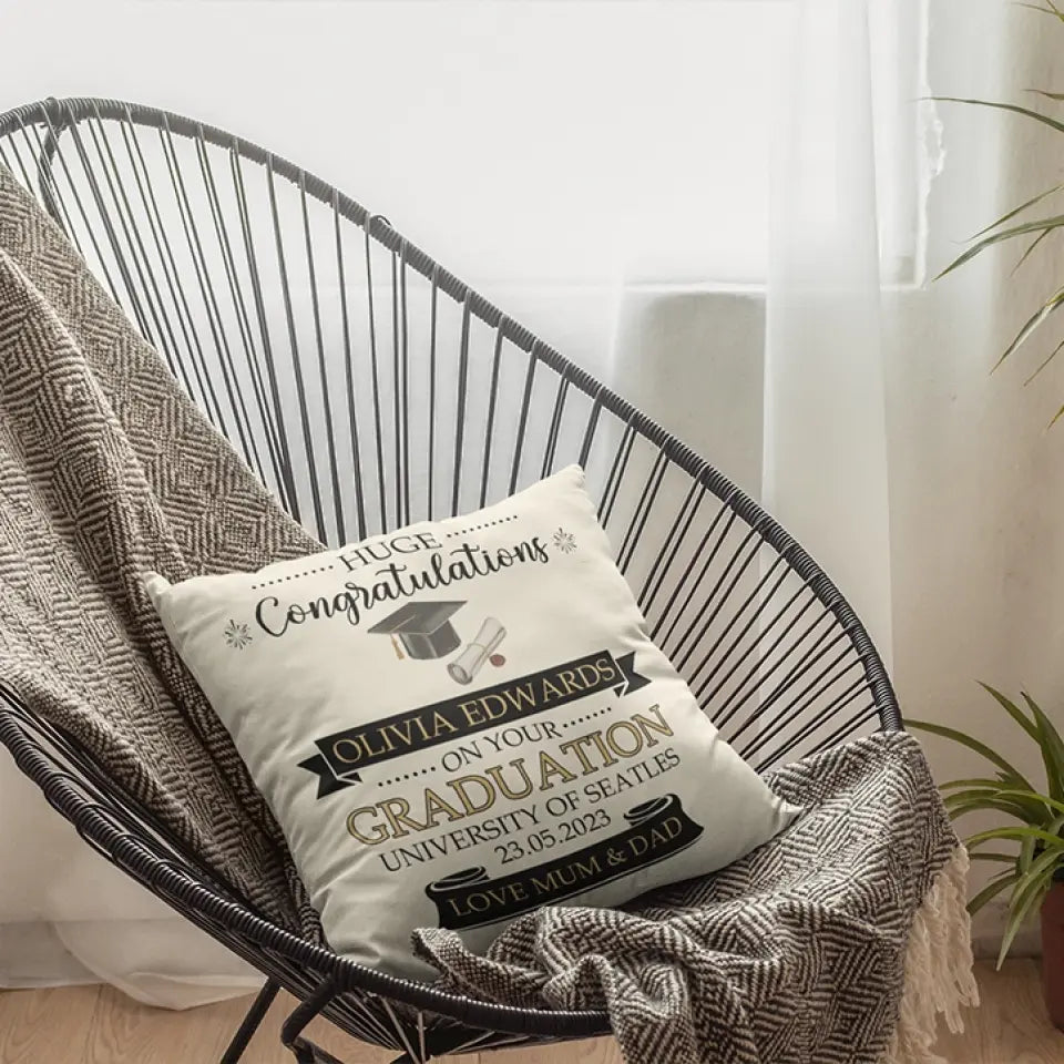Huge Congratulations On Your Graduation - Personalized Square Pillow
