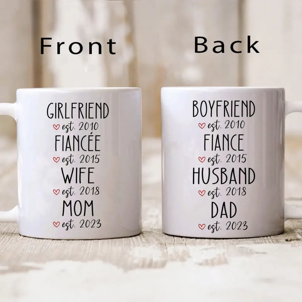 Girlfriend/Boyfriend Fiancee/Fiance Wife/Husband Mom/Dad Personalized White Mug