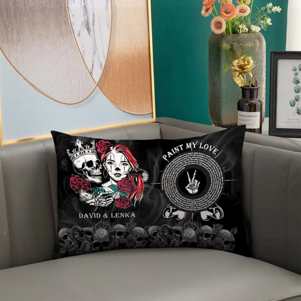 Paint My Love - Personalized Rectangular Pillow - Halloween Gift For Couples