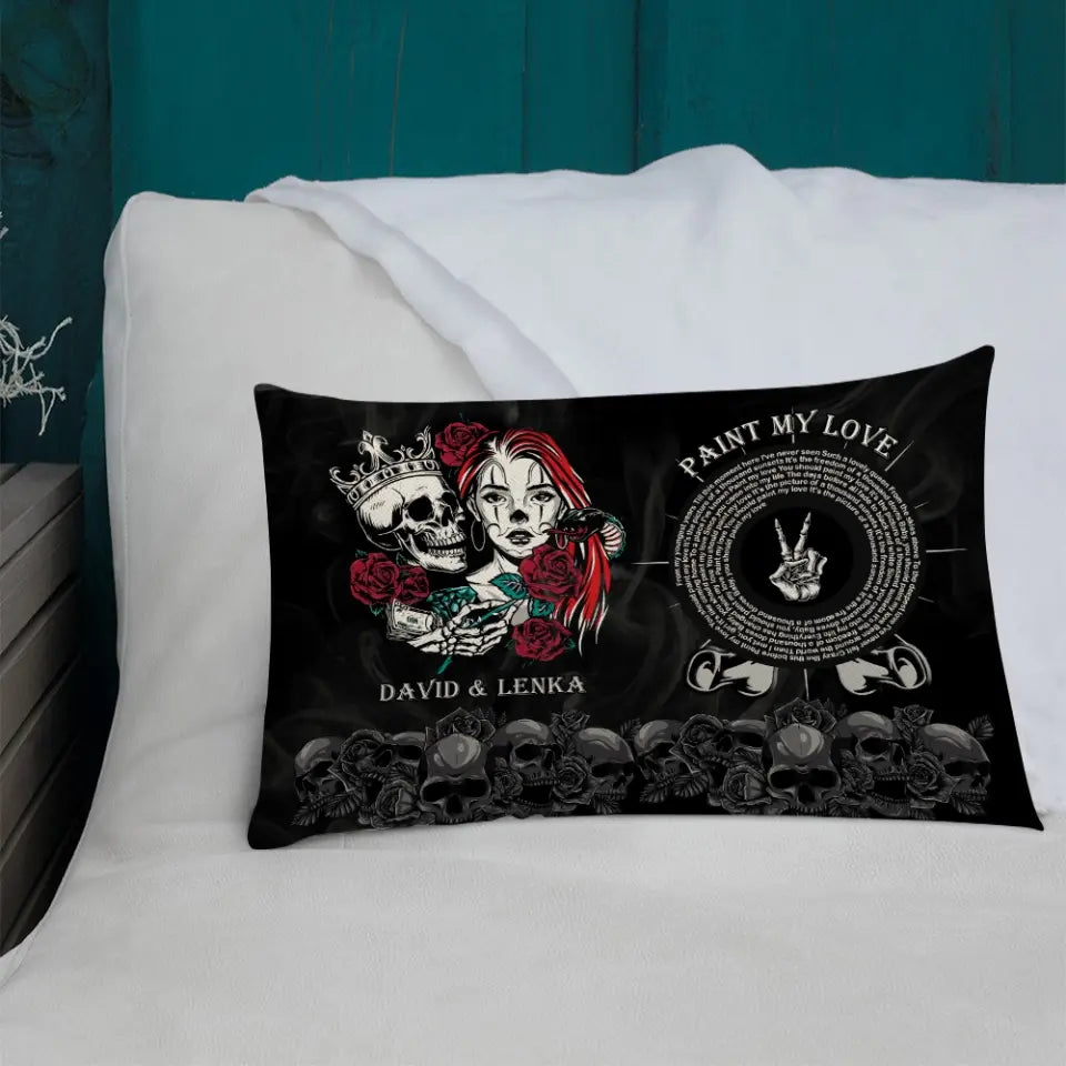 Paint My Love - Personalized Rectangular Pillow - Halloween Gift For Couples