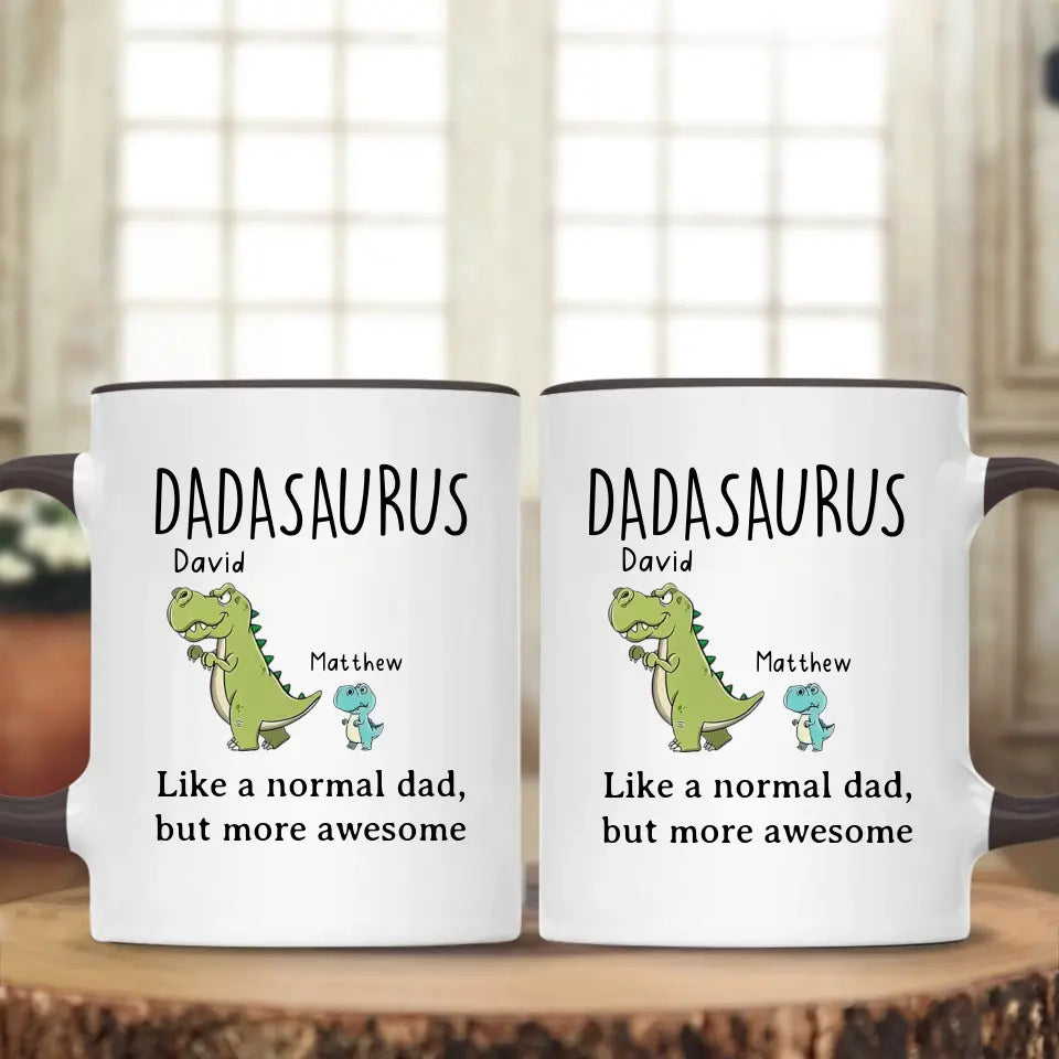 Mamasaurus Dadasaurus Cup, Custom Little Saurus with Names, Personalized Ceramic Mug, Cute Gifts for Mom & Dad