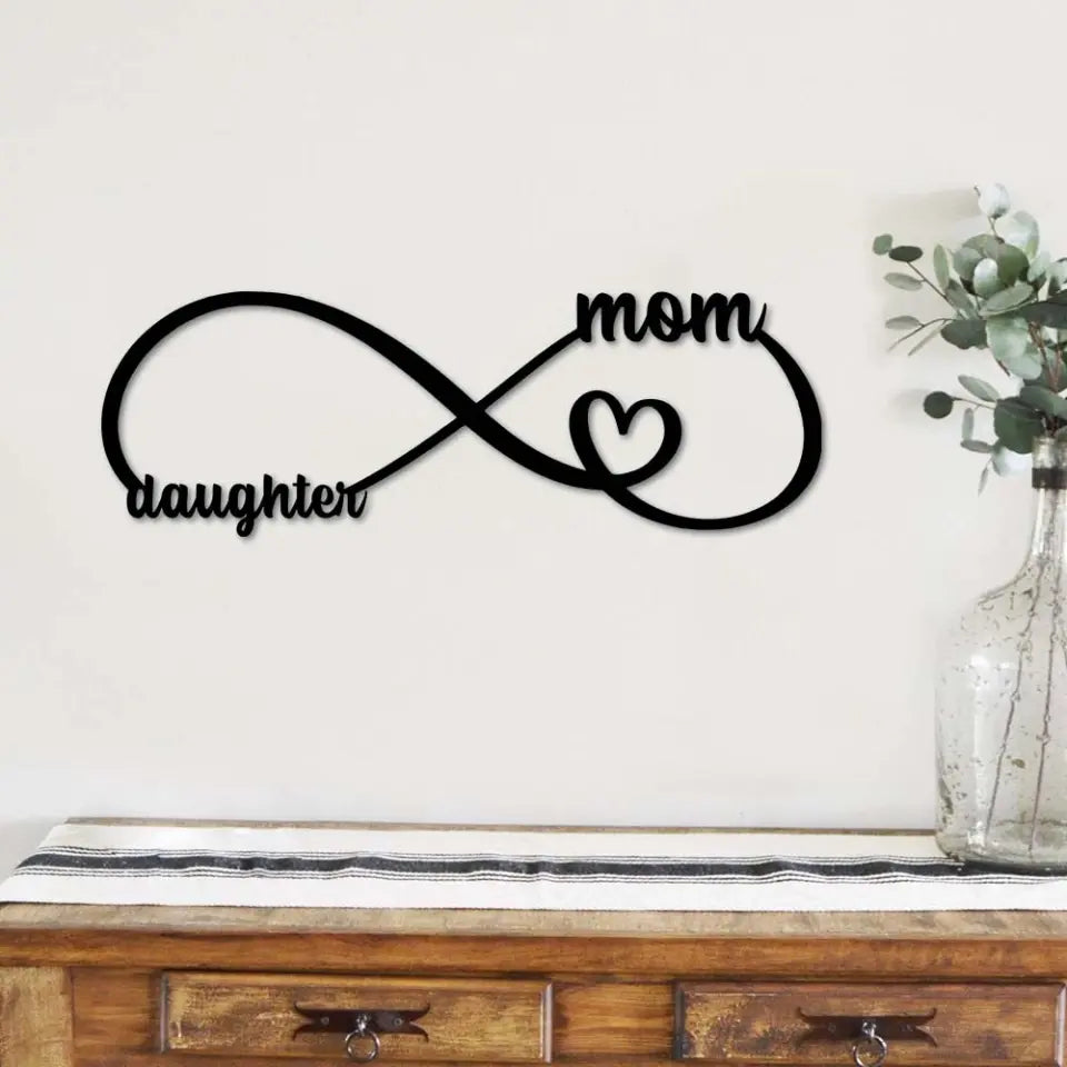 Infinity Heart Endless Love - Personalized Metal Sign - Gift for Mom And Daughter