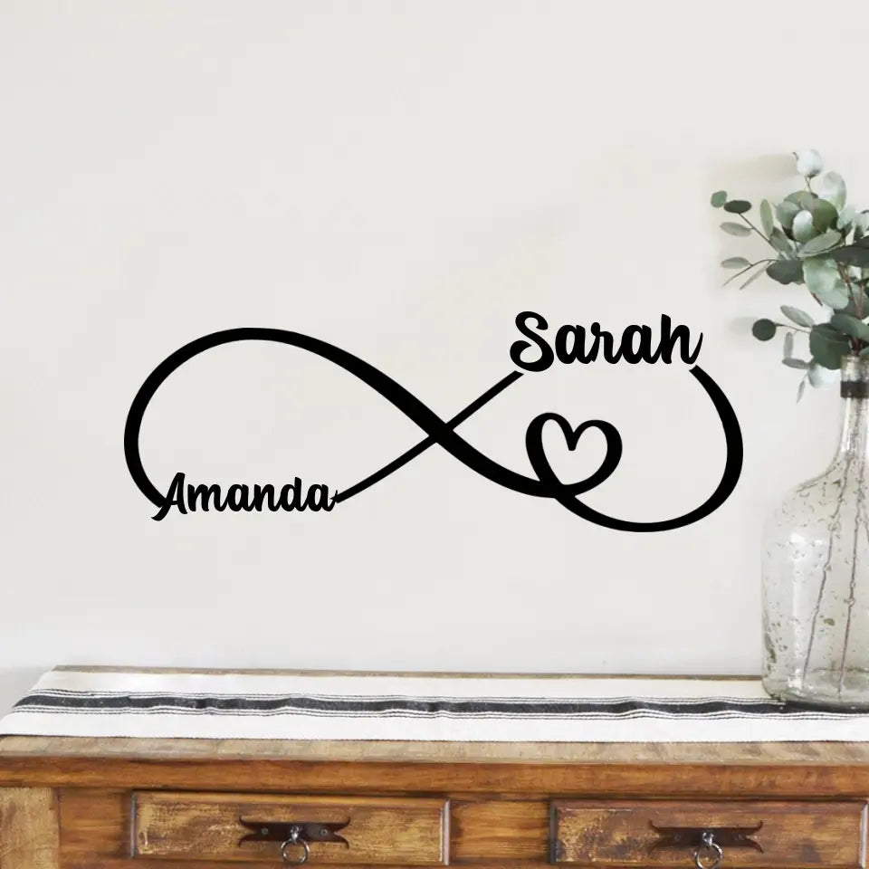 Infinity Heart Endless Love - Personalized Metal Sign - Gift for Mom And Daughter