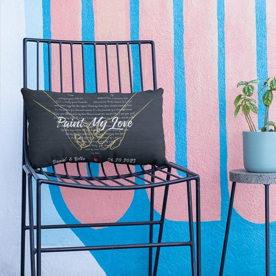 Custom Song Lyrics And Customizable Text - Rectangular Linen Pillow - Gift for Couple Anniversary | 305IHPNPPI602