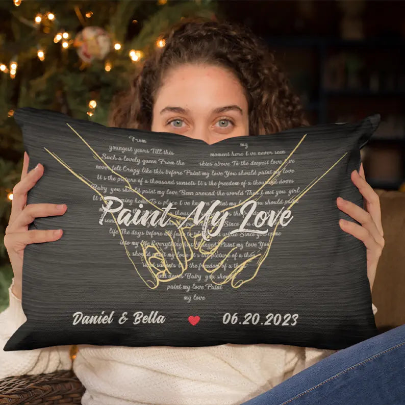 Custom Song Lyrics And Customizable Text - Rectangular Linen Pillow - Gift for Couple Anniversary | 305IHPNPPI602