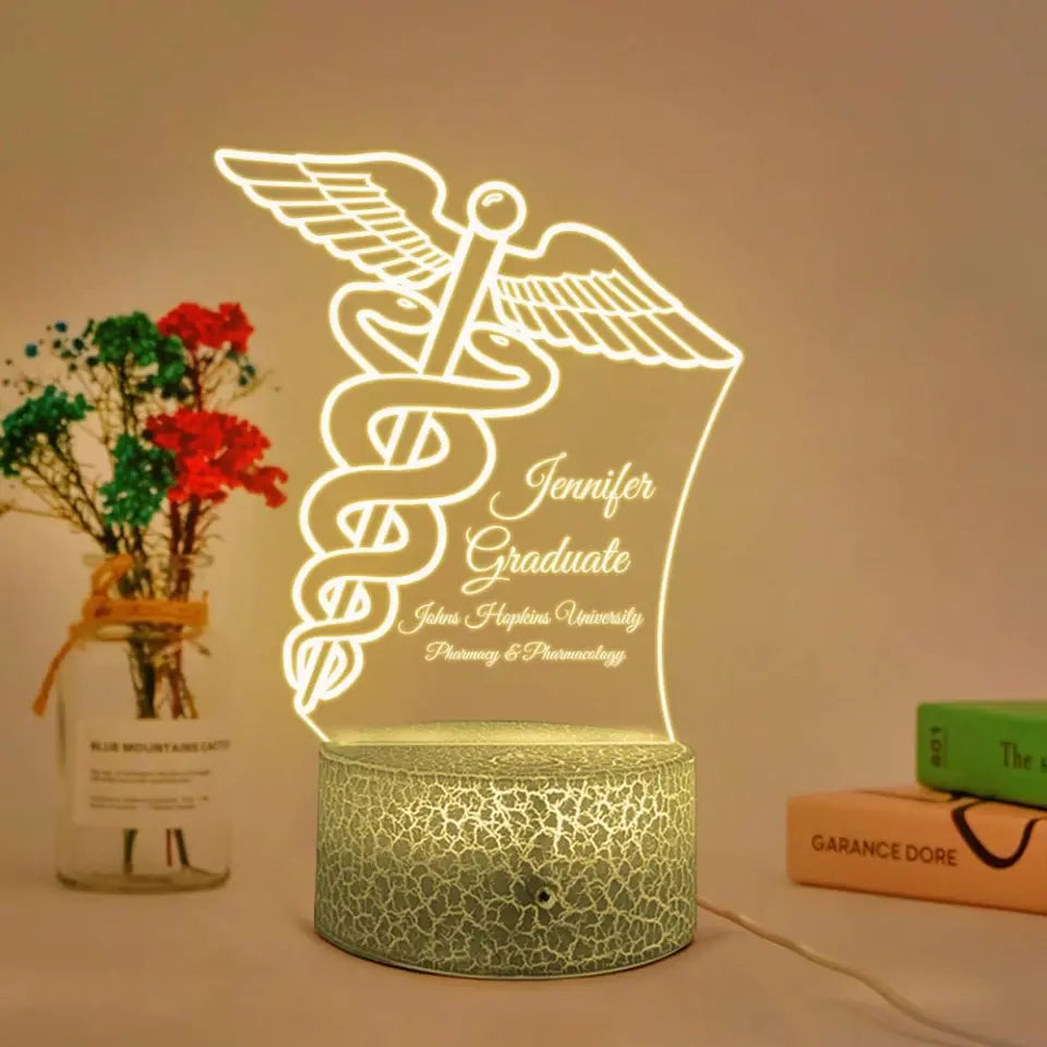 Graduate Pharmacy Symbol Custom 3D Light Graduation Gift For Doctor