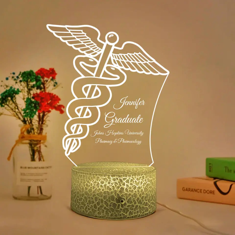 Graduate Pharmacy Symbol Custom 3D Light Graduation Gift For Doctor
