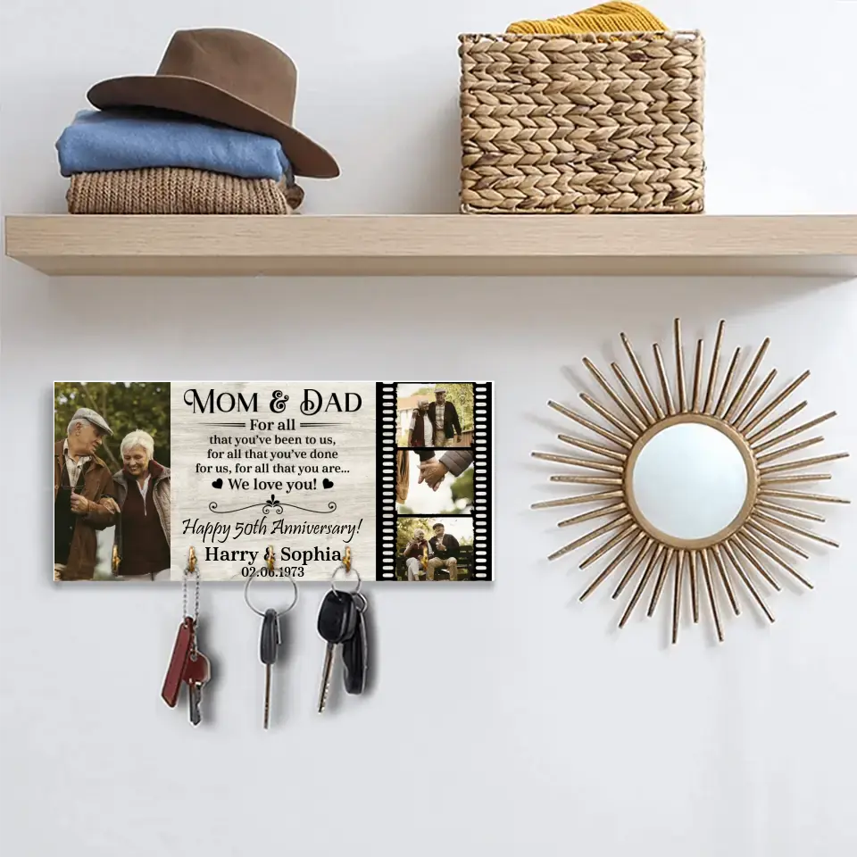 For All That You've Been To Us - Personalized Wooden Key Holder - Anniversary Gift For Mom And Dad