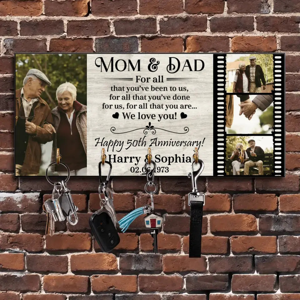 For All That You've Been To Us - Personalized Wooden Key Holder - Anniversary Gift For Mom And Dad