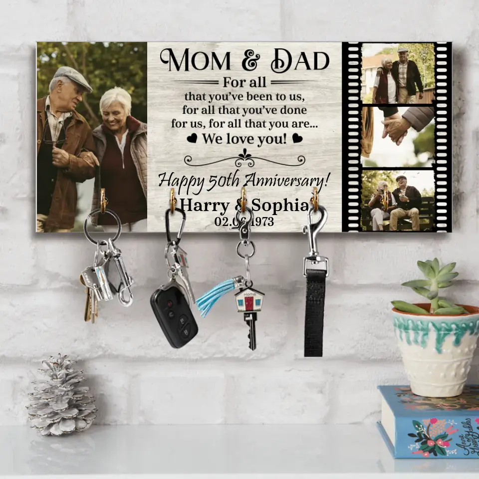 For All That You've Been To Us - Personalized Wooden Key Holder - Anniversary Gift For Mom And Dad