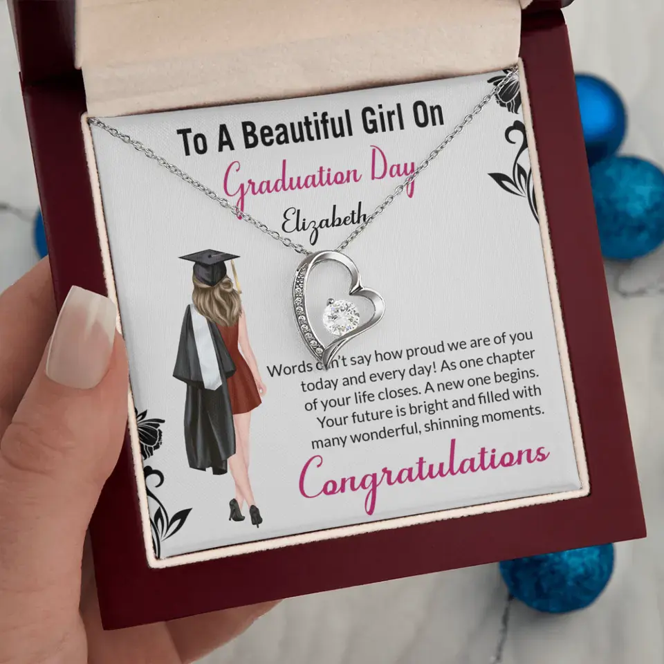 To A Beautiful Girl On Graduation Day - Personalized Necklace - Graduation Gift For Daughter/Sister