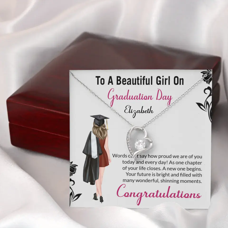 To A Beautiful Girl On Graduation Day - Personalized Necklace - Graduation Gift For Daughter/Sister