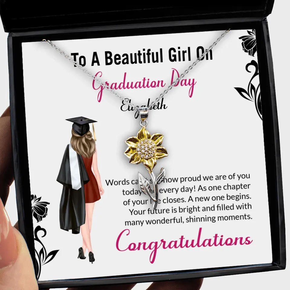 To A Beautiful Girl On Graduation Day - Personalized Necklace - Graduation Gift For Daughter/Sister