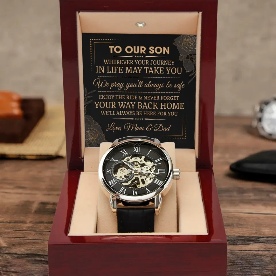 To Our Son We Pray You Will Always Be Safe - Personalized Luxury Men's Watch