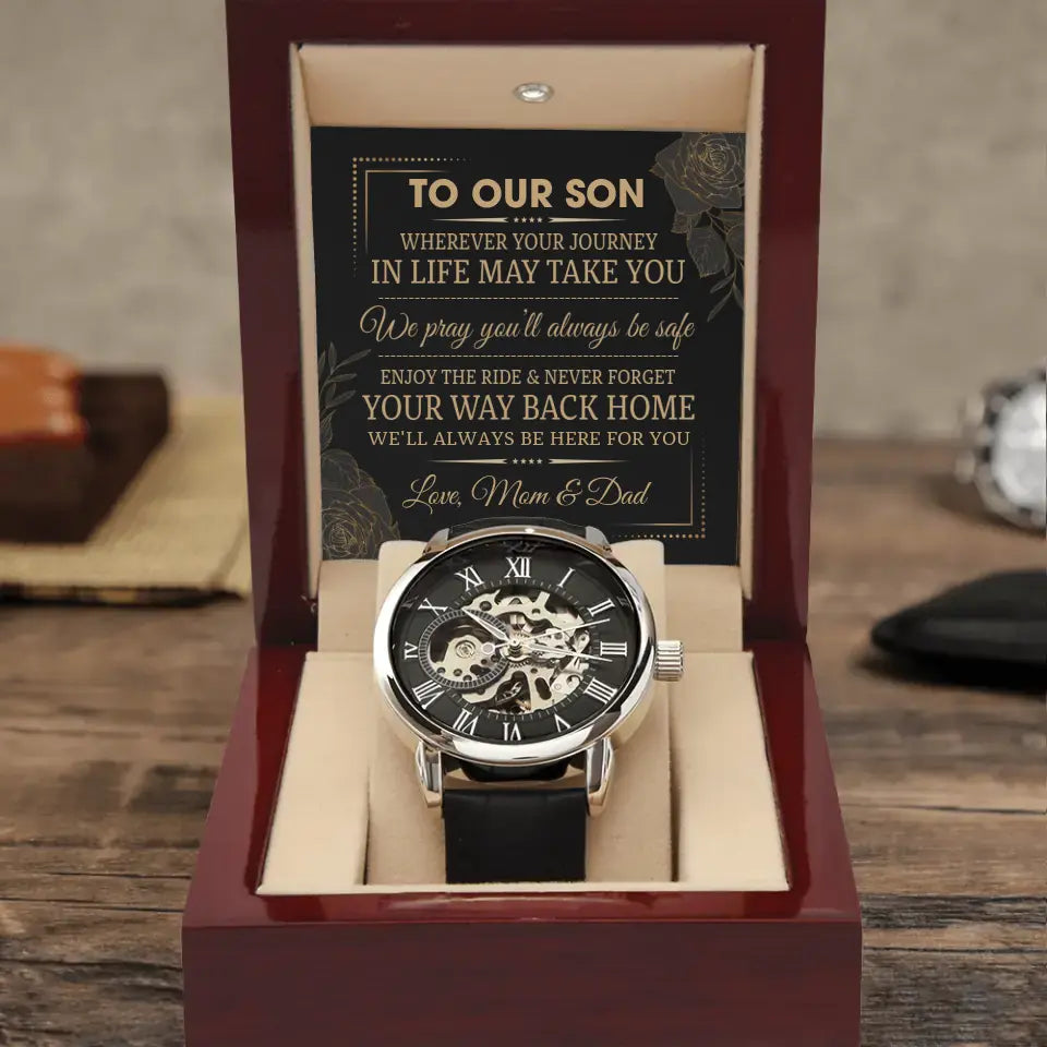 To Our Son We Pray You Will Always Be Safe - Personalized Luxury Men's Watch