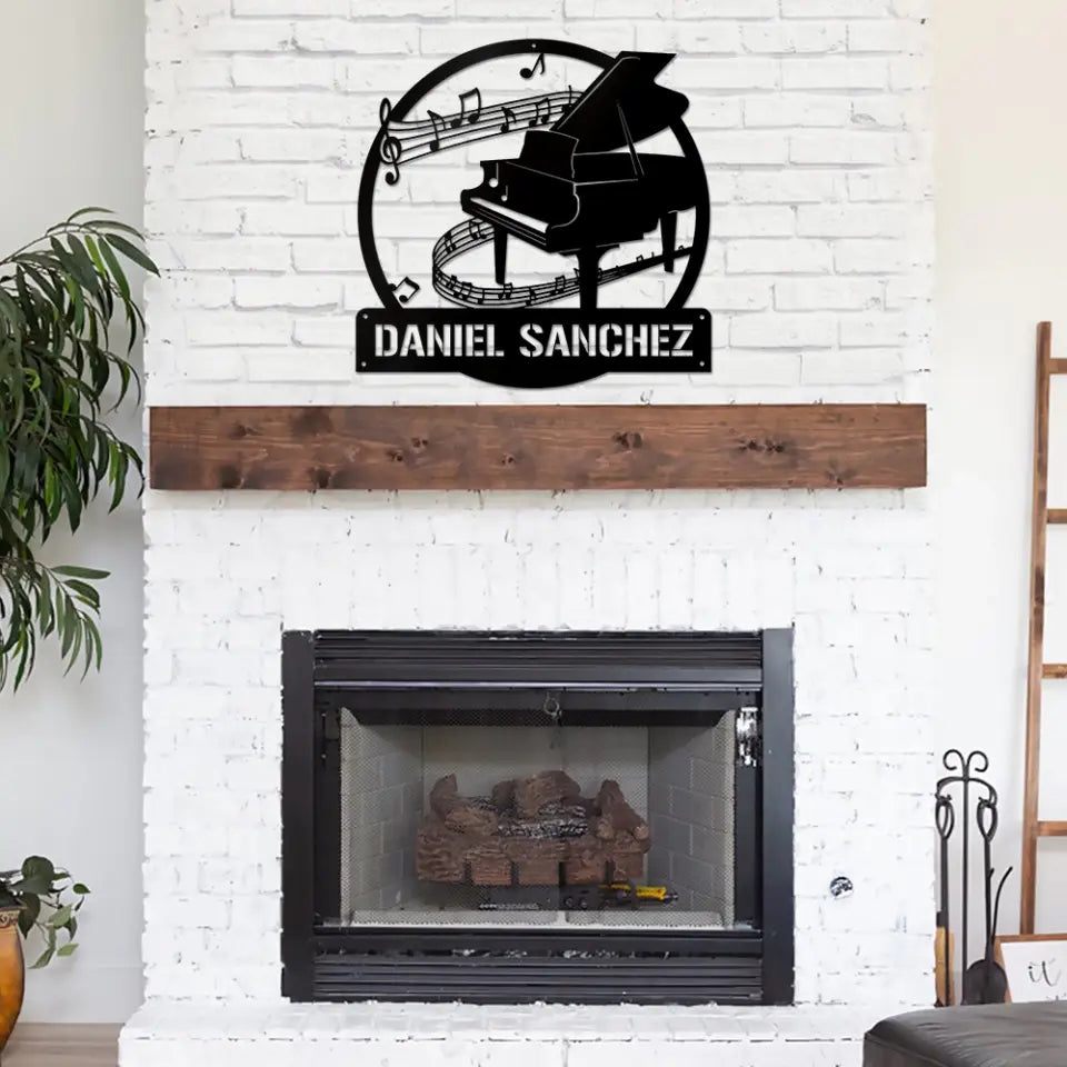 Custom Piano Monogram, Piano Music Art - Personalized Metal Sign - Musical Gift