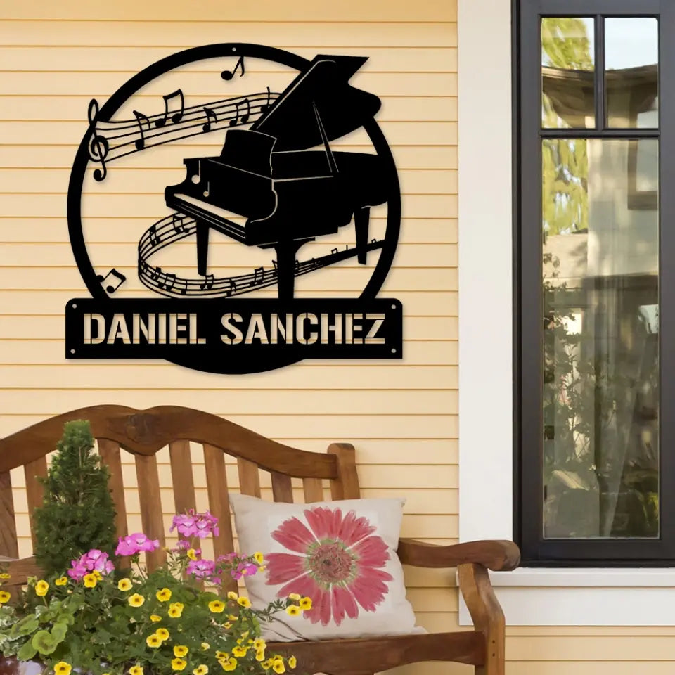 Custom Piano Monogram, Piano Music Art - Personalized Metal Sign - Musical Gift
