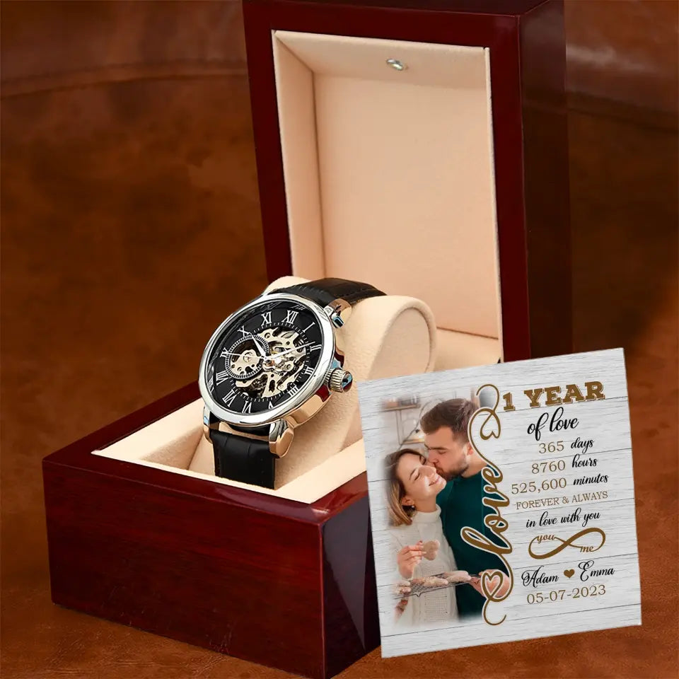 1 Year Of Love Forever and Always In Love With You Personalized Upload Photo Watch