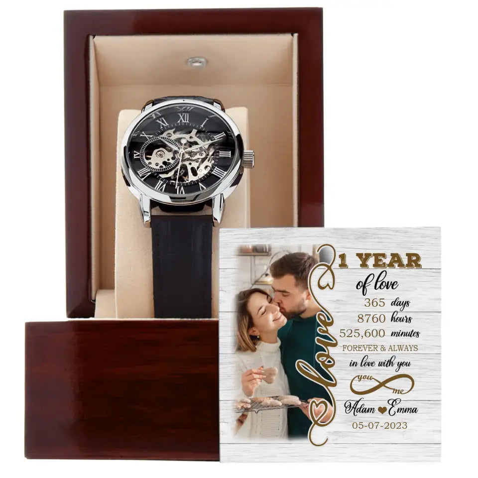 1 Year Of Love Forever and Always In Love With You Personalized Upload Photo Watch