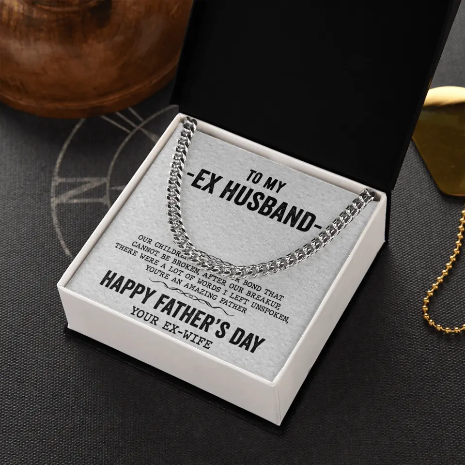 Happy Father's Day Cuban Link Chain with Message Card