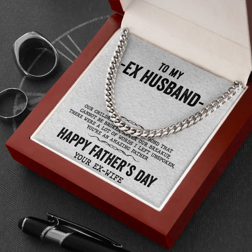 Happy Father's Day Cuban Link Chain with Message Card