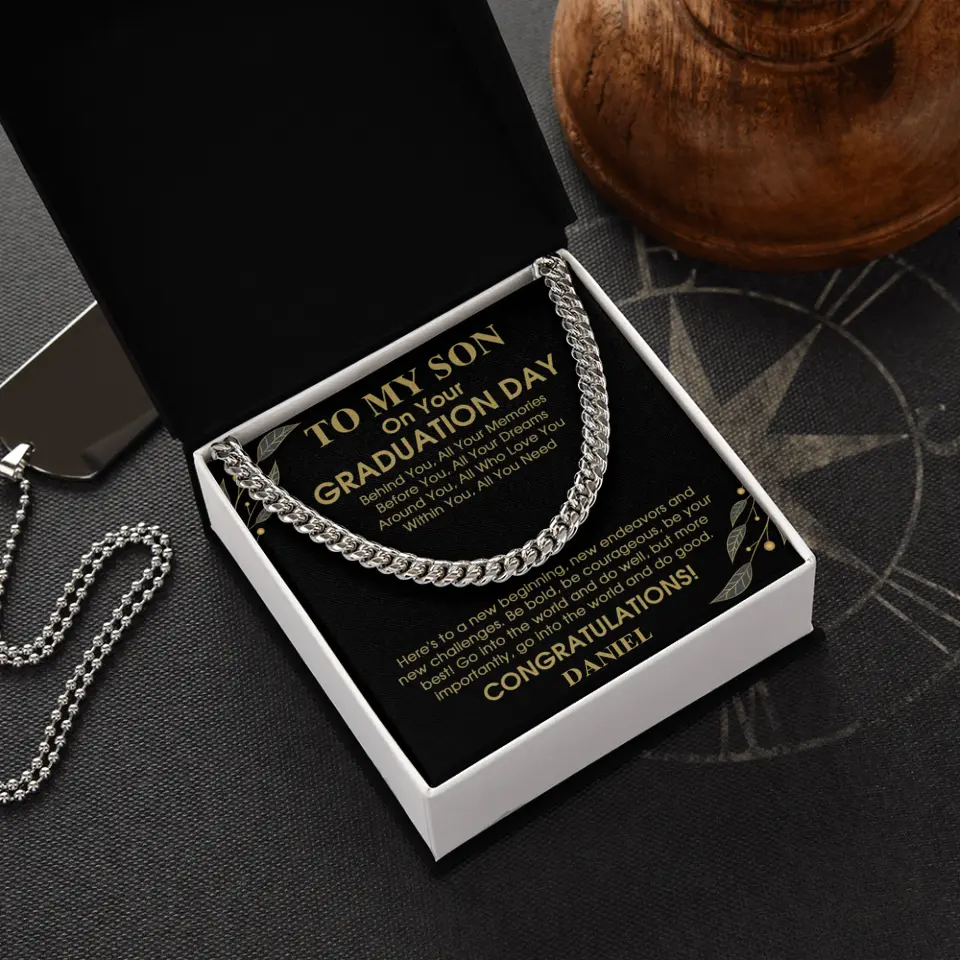 To My Son Behind You All Memories - Personalized Men Necklace - Graduation Gift for Adult Son