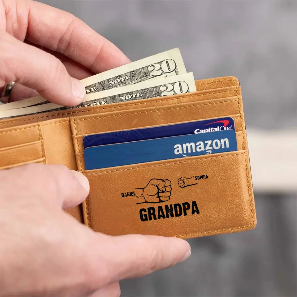 Family Fist Personalized Engraved Wallet Gift For Dad