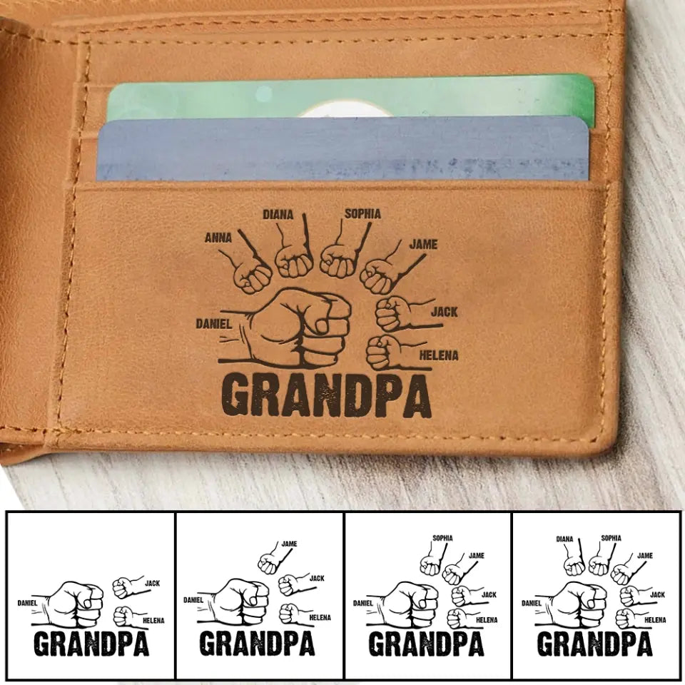 Family Fist Personalized Engraved Wallet Gift For Dad