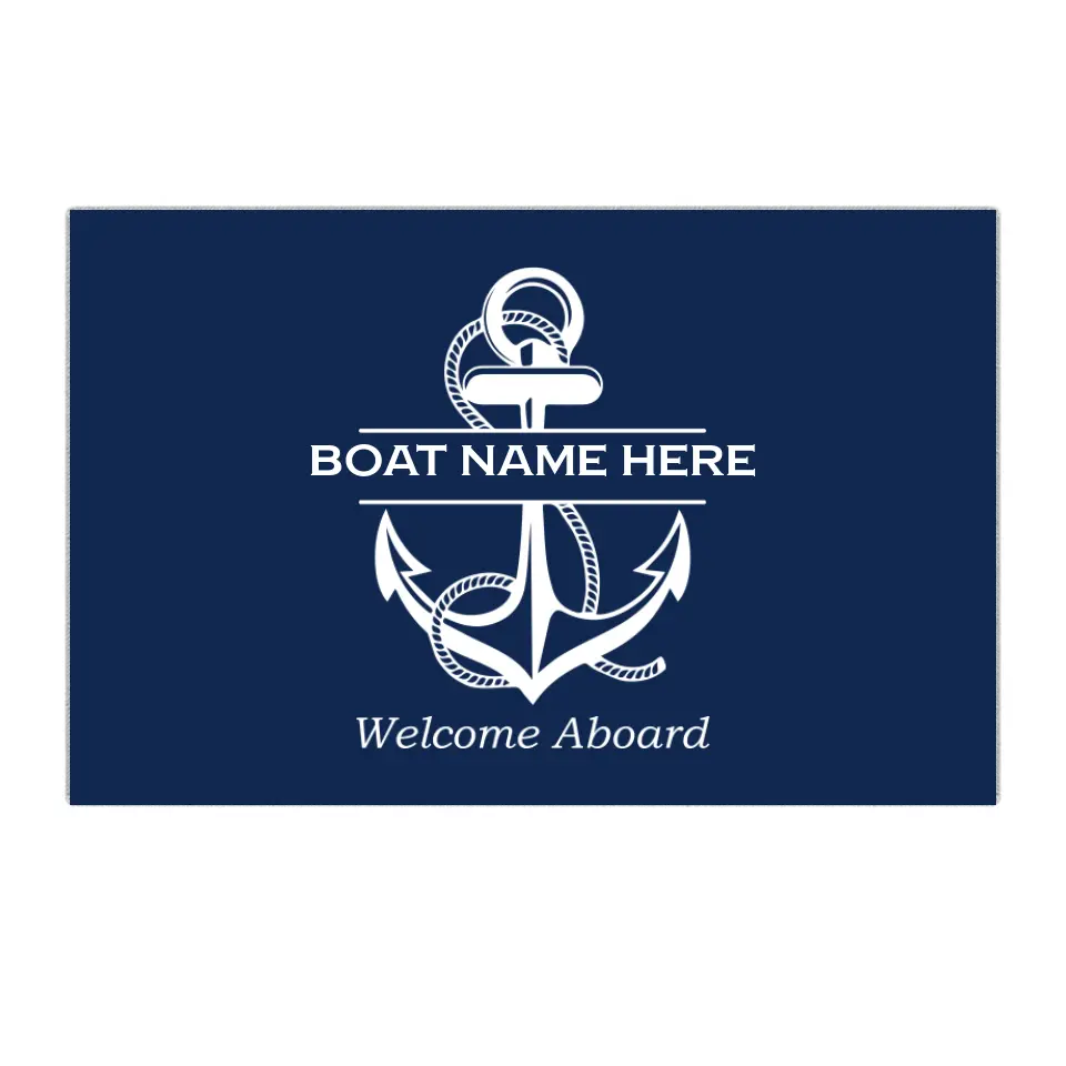 Welcome Aboard, Personalized Name Nautical Doormat, Boat Captains with Anchor, Boating Gift
