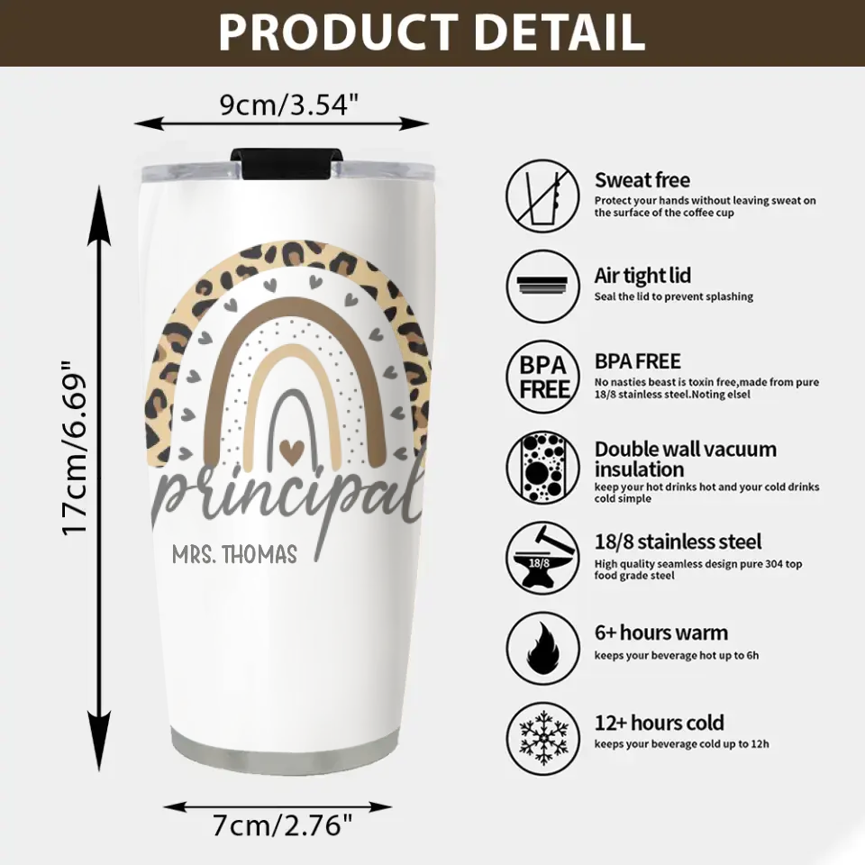 Personalized Name Stainless Steel Tumbler Gift For Principal