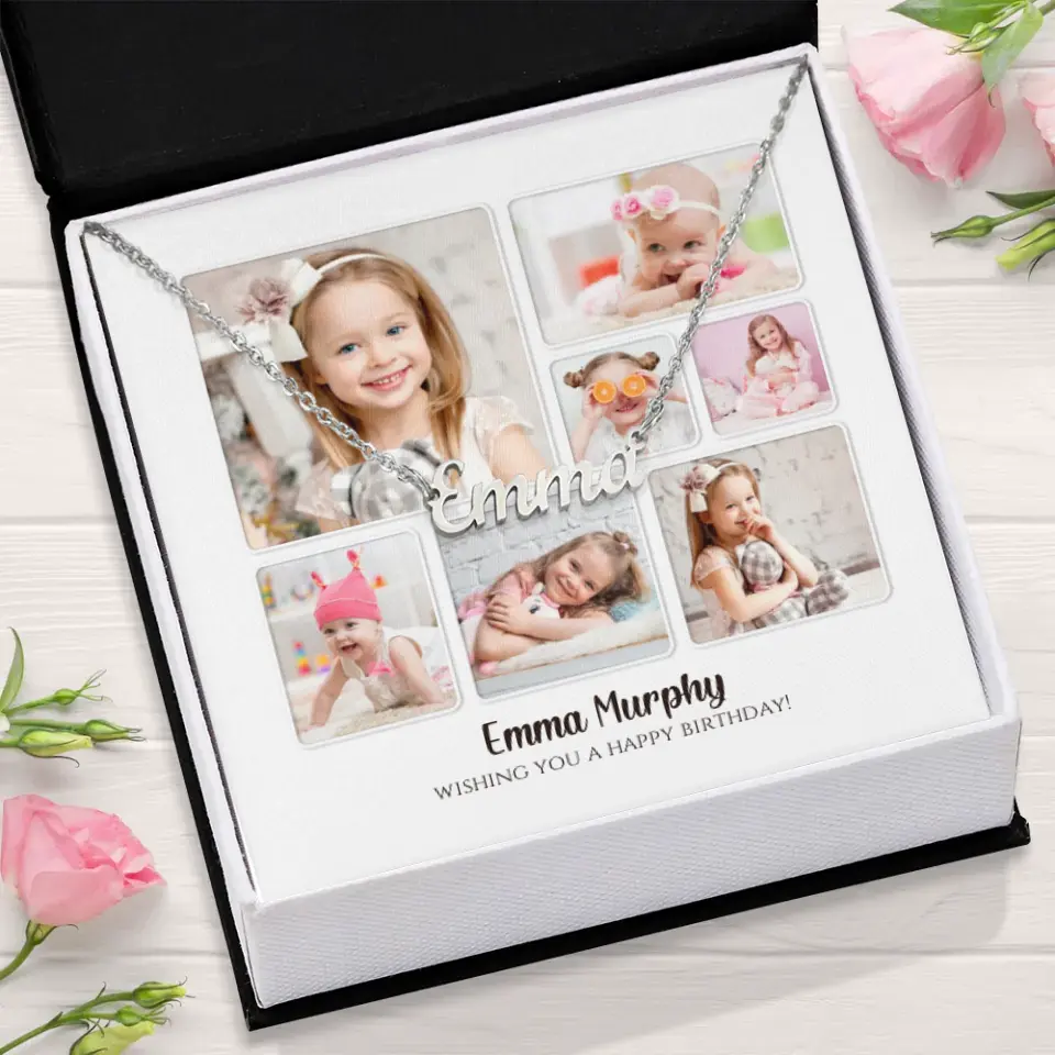 Photo Collage Personalized Name Necklace
