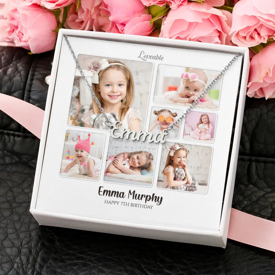 Photo Collage Personalized Name Necklace