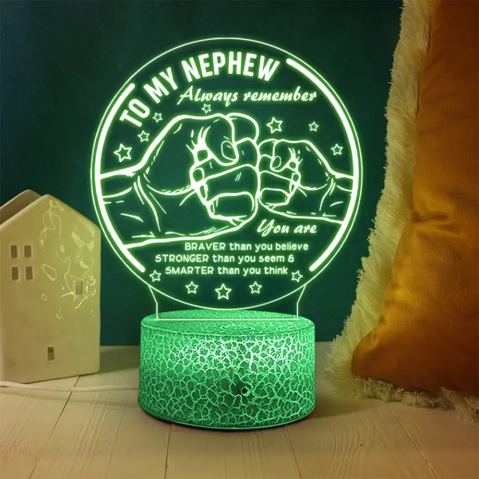 To My Nephew - Positive Inspiration Wishes for Nephew - Personalized 3D LED Light - Gift For Nephew on Birthday