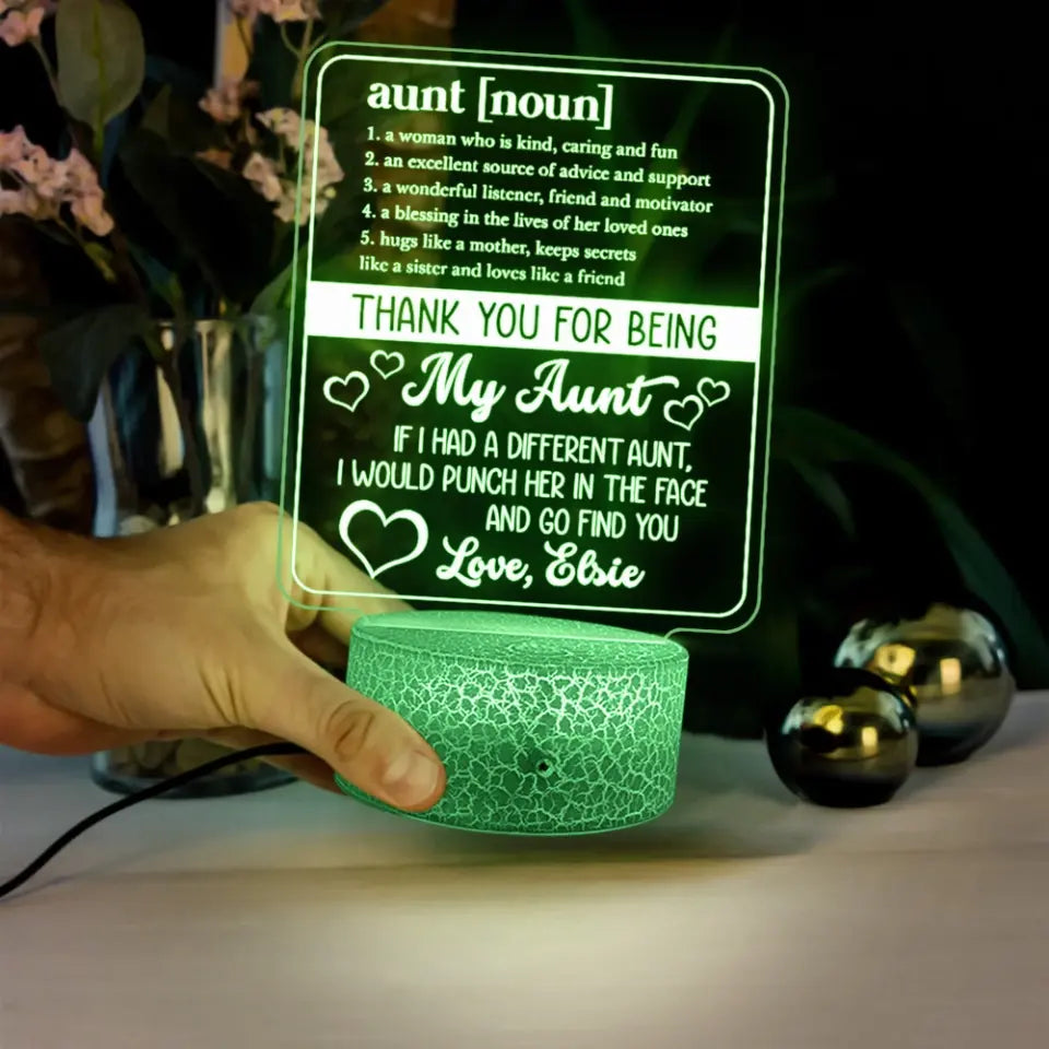 Thank You For Being My Aunt - Personalized 3D LED Light