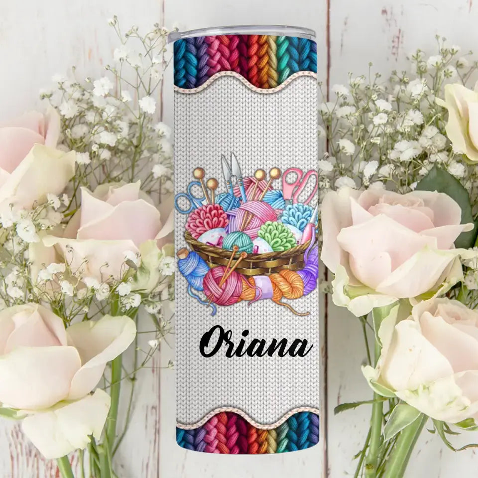 Just A Girl Who Loves Crocheting - Personalized Skinny Tumbler - Gift For Crotcheting Lovers