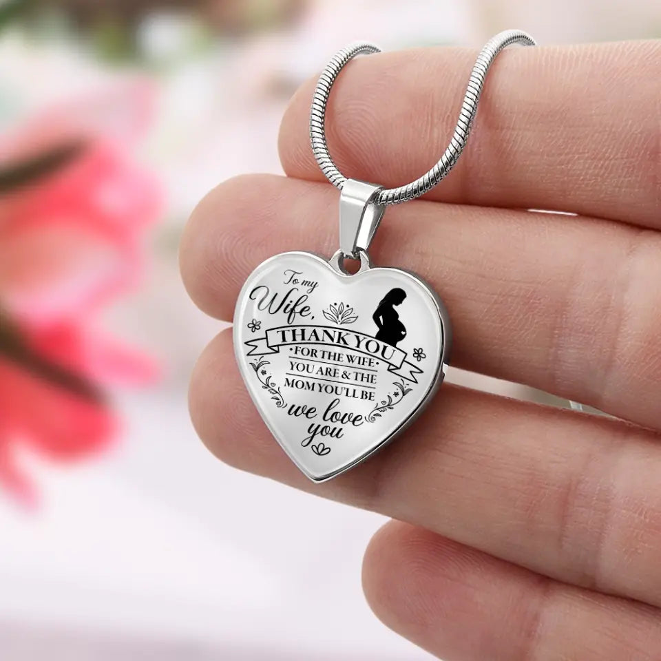 Thank You For The Mom You Will Be - Heart Necklace Keychain - Gift For Pregnant Wife
